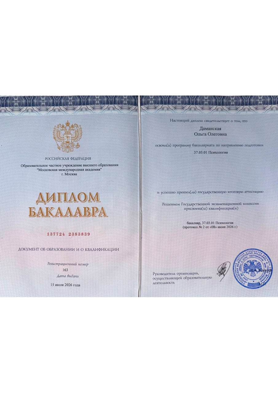 Диплом бакалавра, психология